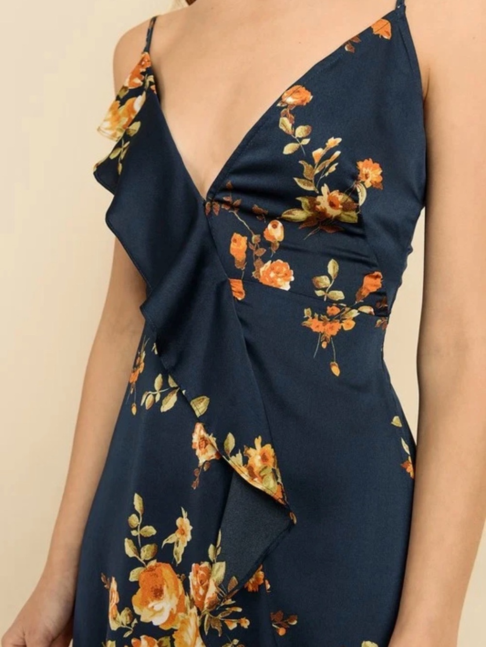 Hello Molly Navy Floral Ruffle High-Low Dress - Picture 4 of 8